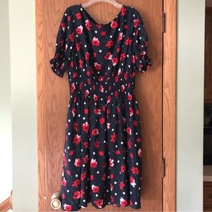 Kate Spade New York floral elastic waist Blaire dress puff sleeve with pockets